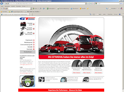 GT Radial deutsche Website