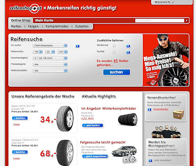 Reifen Center Webshop in OEsterreich