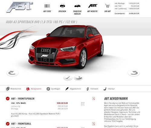 Abt Sportsline aktualisierter Onlinekonfigurator
