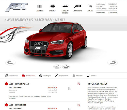 Abt Sportsline aktualisierter Onlinekonfigurator