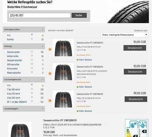 Tyre24 intelligente Reifensuche für Mondo Shop