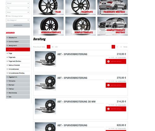 Abt Sportsline überarbeiteter Onlineshop