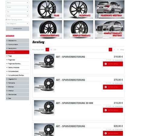 Abt Sportsline überarbeiteter Onlineshop