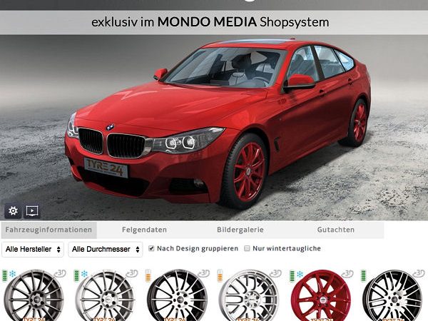 Mondo Medie 3D Aluradkonfigurator integiert