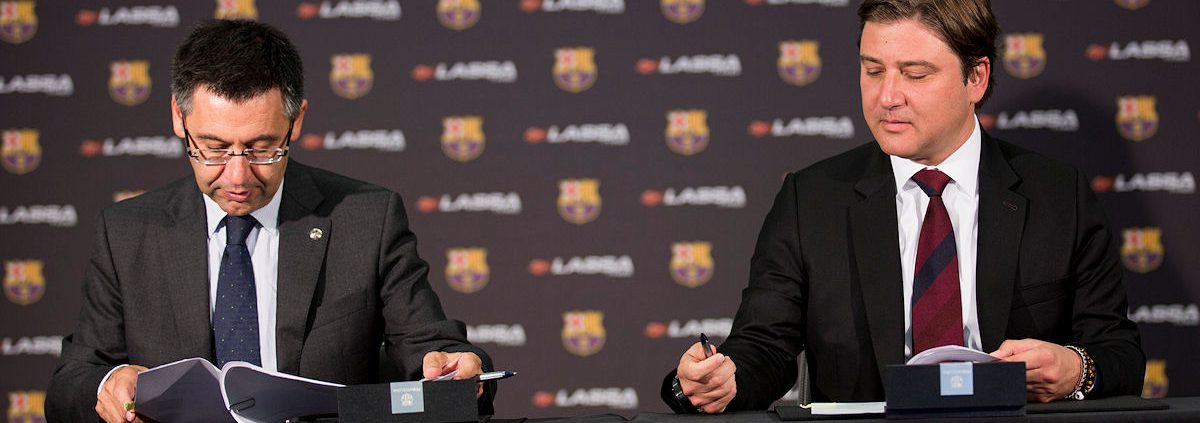 FCBarcelona President JosepMaria BartomeuBrisaCEO HakanBayman tb