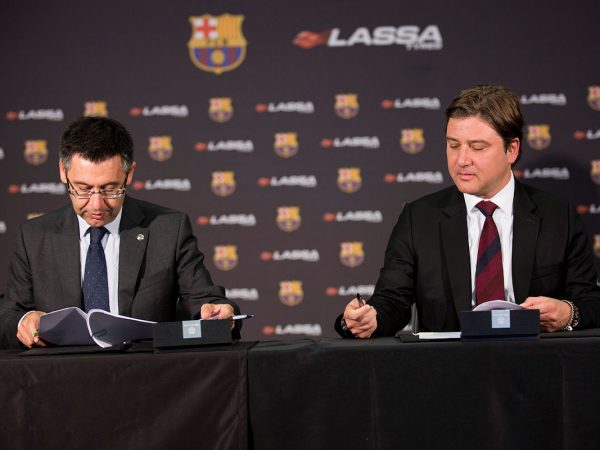 FCBarcelona President JosepMaria BartomeuBrisaCEO HakanBayman tb