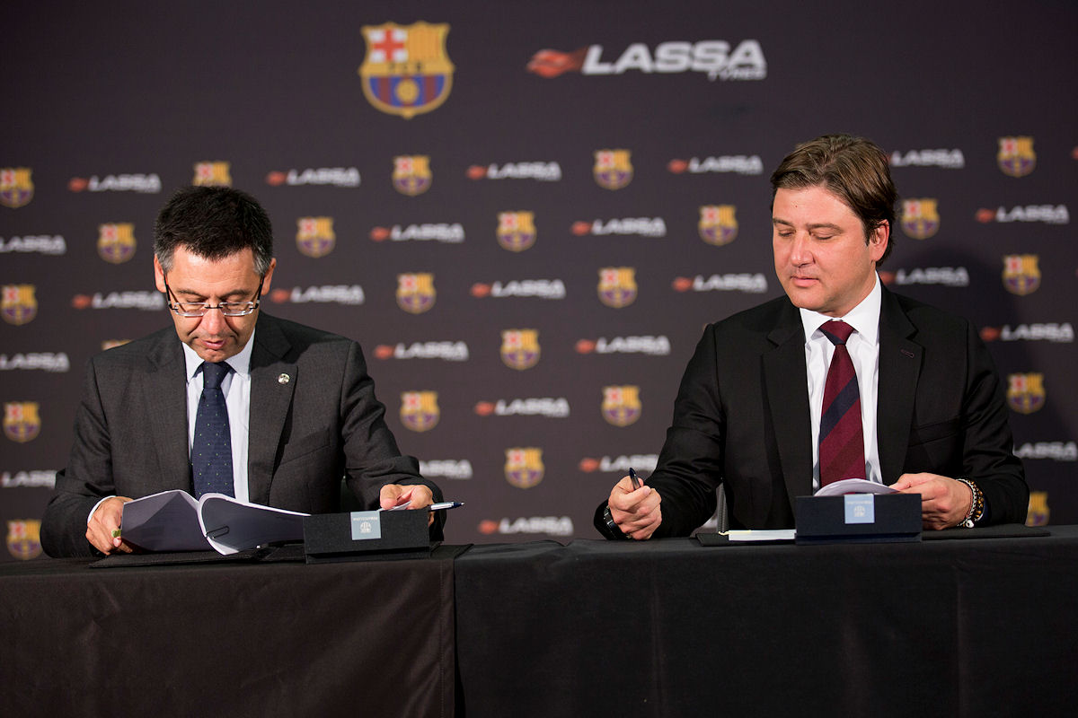 FCBarcelona President JosepMaria BartomeuBrisaCEO HakanBayman tb