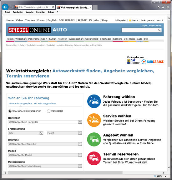 DAT FairGarage auf Spiegel Online