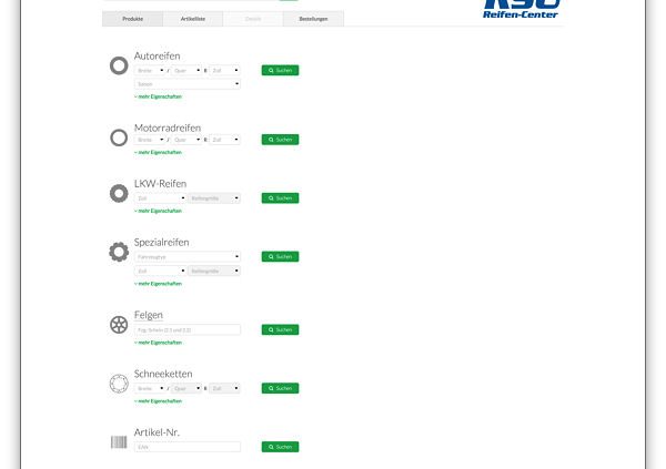 RSU TyreSystem Suchmasken