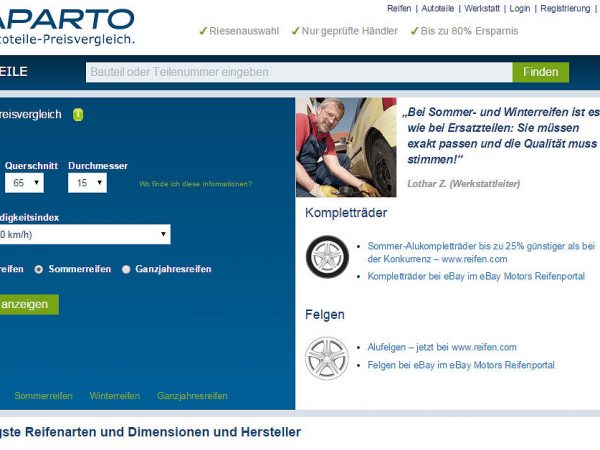 Screenshot Daparto Reifenvergleich tb