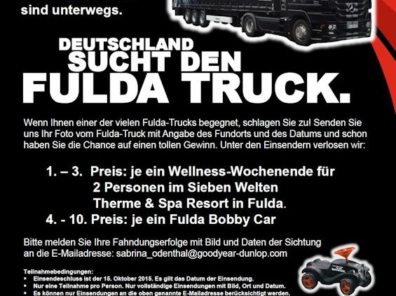 Fulda Flyer Deutschland such den Fulda Truck tb