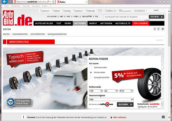 AutoBild Reifen.com Komplettradaktion