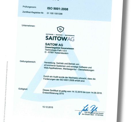 Saitow AG durch TÜV Rheinland zertifiziert