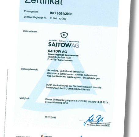 Saitow AG durch TÜV Rheinland zertifiziert
