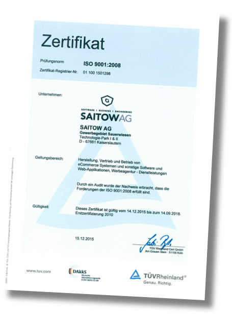 Saitow AG durch TÜV Rheinland zertifiziert