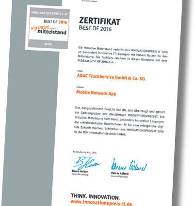 ADAC TruckService App Auszeichnung