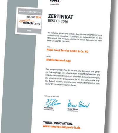 ADAC TruckService App Auszeichnung