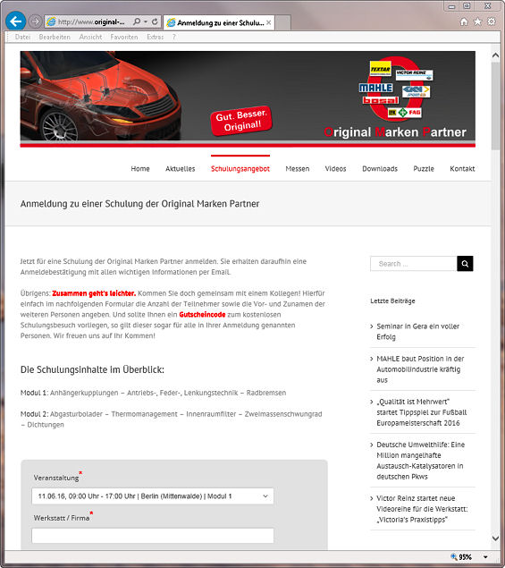 OMP nächste Schulungen