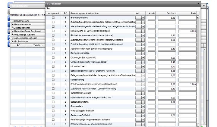 DAT integriert IFL Arbeitspositionen