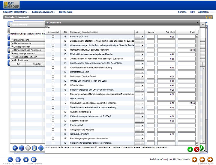 DAT integriert IFL Arbeitspositionen