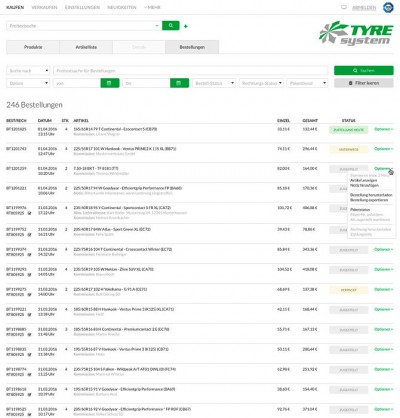 TyreSystem Bestellübersicht