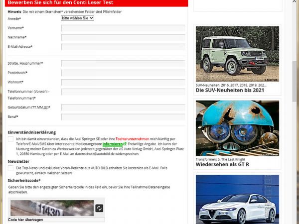 AutoBild Conti Lesertest