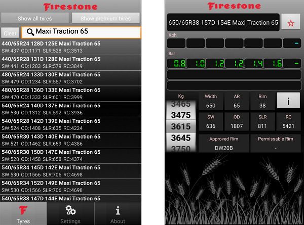Firestone Landwirtschaftsreifen App