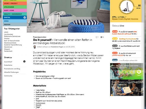 Galaxus DIY Projekt Sitzmöbel aus Altreifen