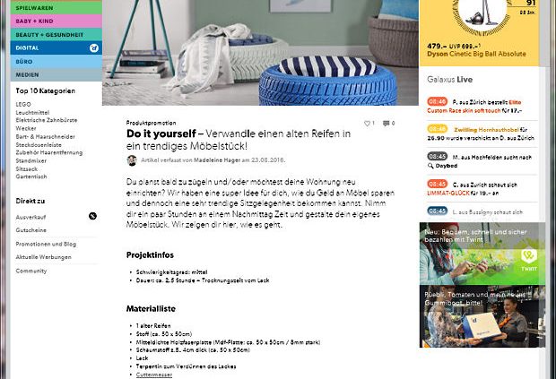 Galaxus DIY Projekt Sitzmöbel aus Altreifen