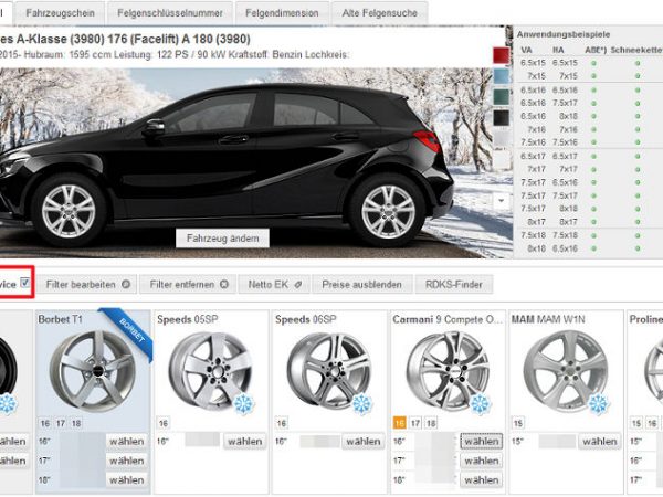 CaMoDo Tyre100 Komplettradkonfigurator