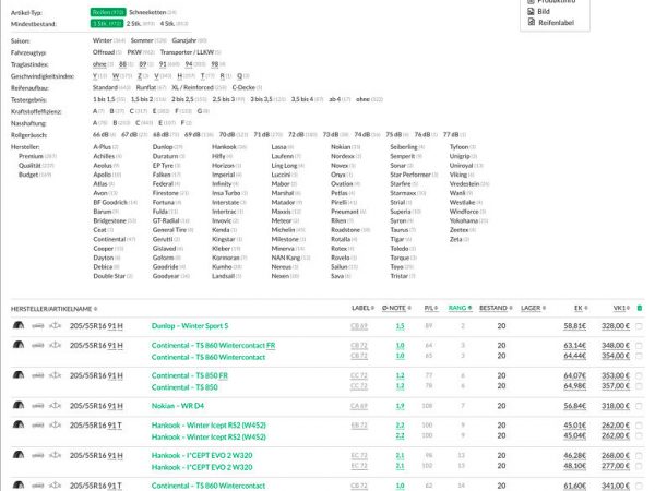 TyreSystem überarbeiteter Filter Header