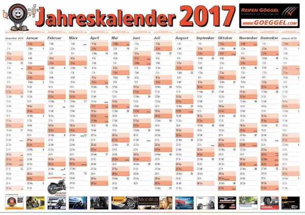 Wandkalender 2017 klein