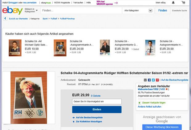 eBay S04 Sammelkarte Rüdiger Höffken
