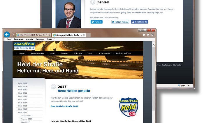 Goodyear Held der Straße Website