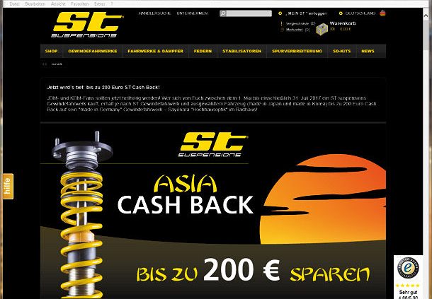 KW Automotive Cash Back bei ST Suspensions