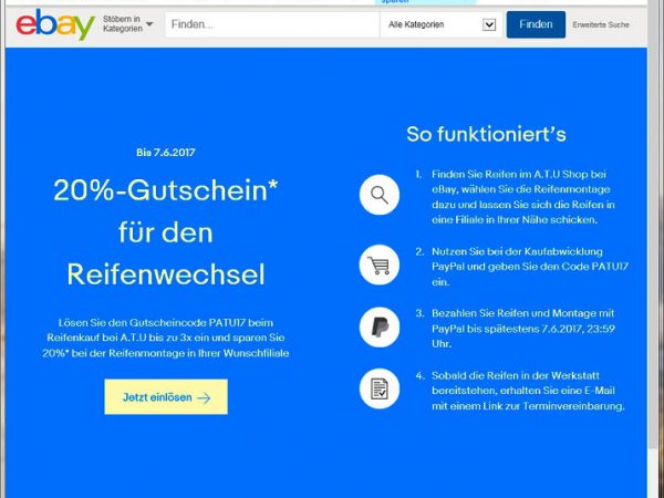 eBay Aktion zum ATU Montageservice