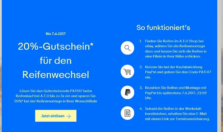 eBay Aktion zum ATU Montageservice