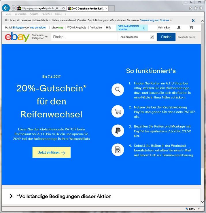 eBay Aktion zum ATU Montageservice