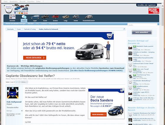Dacianer diskutieren geplante Obdoleszenz bei Reifen