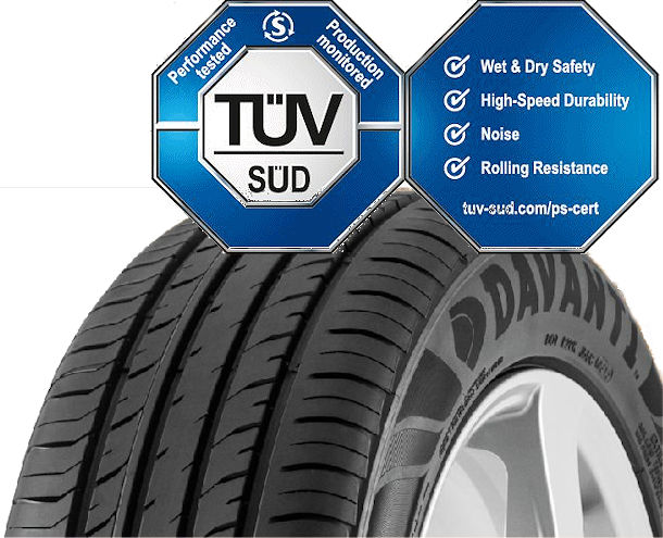 Davanti Tyre TÜV Süd Siegel für DX390