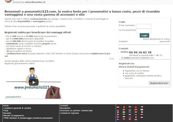 Screenshot Pneumatici123.com klein