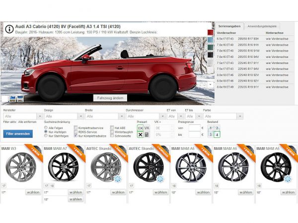 CaMoDo Tyre100 Komplettradkonfigurator