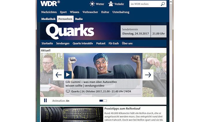 WDR Sendung Quarks Co. zu Reifen