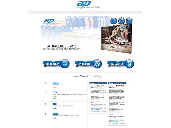 Ap Sportfahrwerke Relaunch des Onlineauftrittes