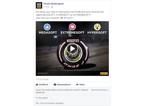 Pirelli F1 Reifenmischungsnamenabstimmung