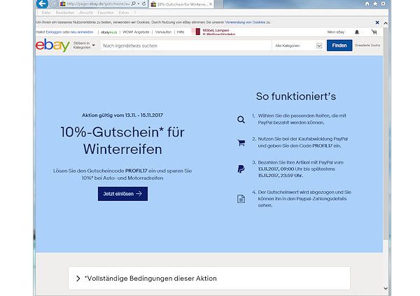eBay dreitägige Reifenrabattaktion
