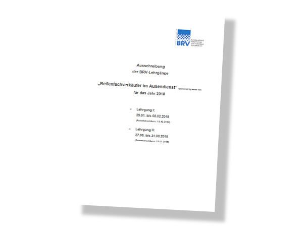 BRV bald Meldeschluss für Lehrgang Reifenfachverkäufer im Außendienst 3