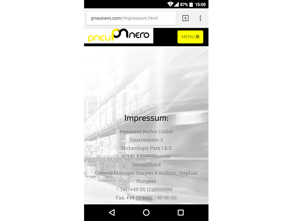Pneunero Screenshot Impressum