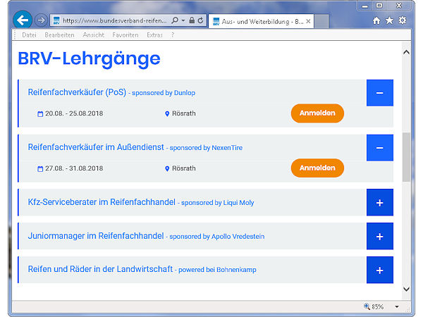 BRV Onlineanmeldung für Lehrgänge