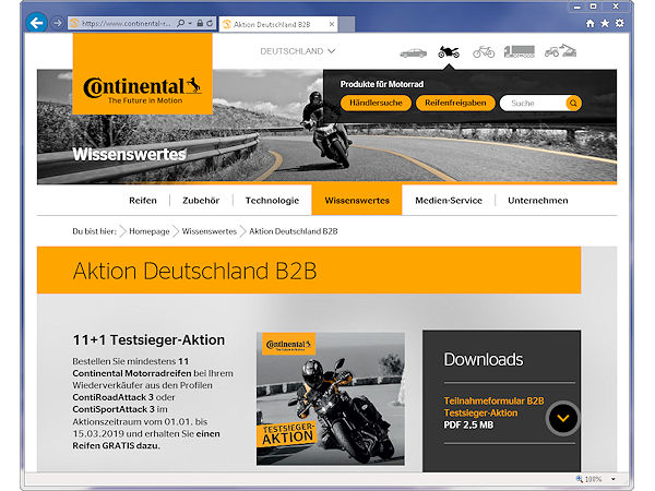 Conti Motorradreifenaktion 12 für 11